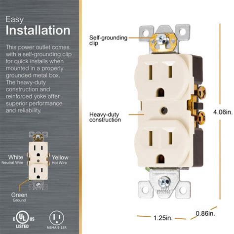 receptacle grounding metal box|self grounding outlet.